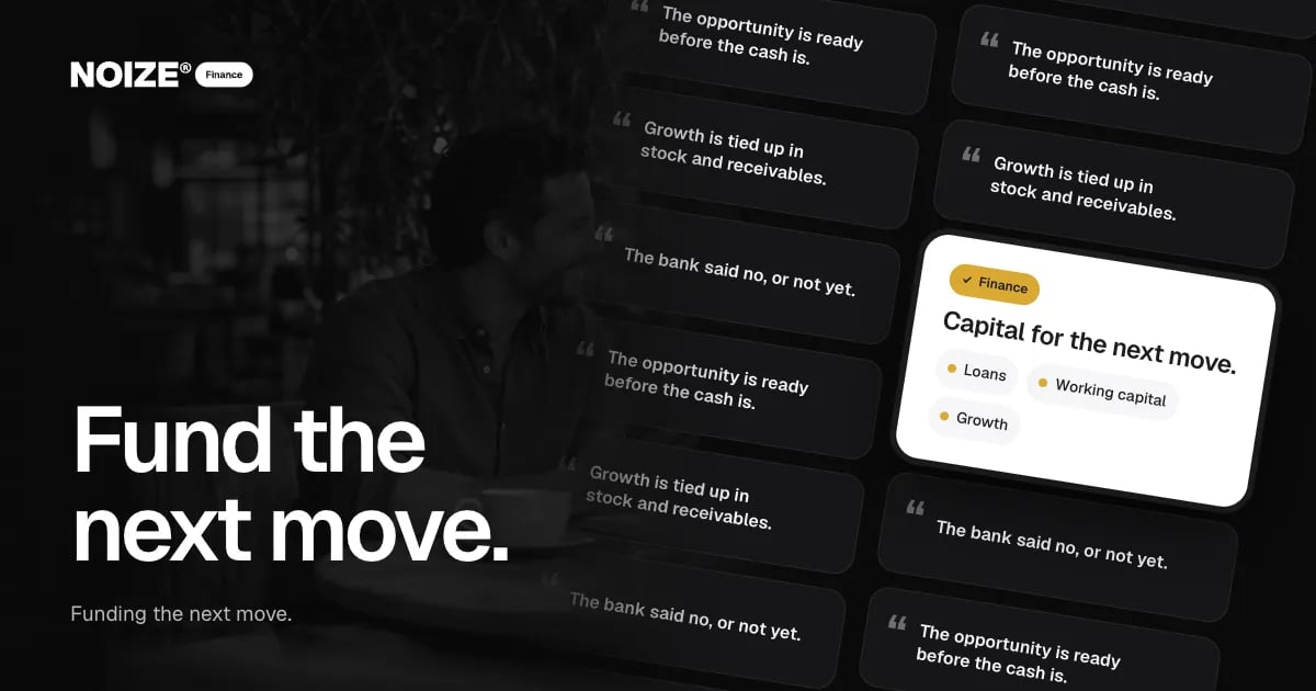 A wall of quotes about cash timing and bank declines, with a white card reading Capital for the next move.