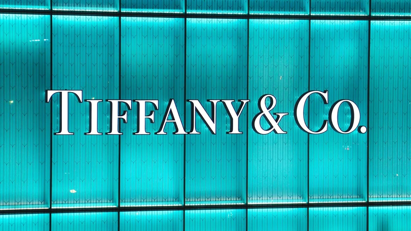The Tiffany & Co. name above a Tiffany blue storefront.