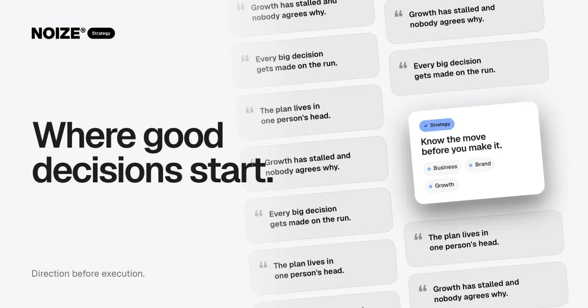 A wall of Sound familiar quotes about stalled growth, with a white card reading Know the move before you make it.