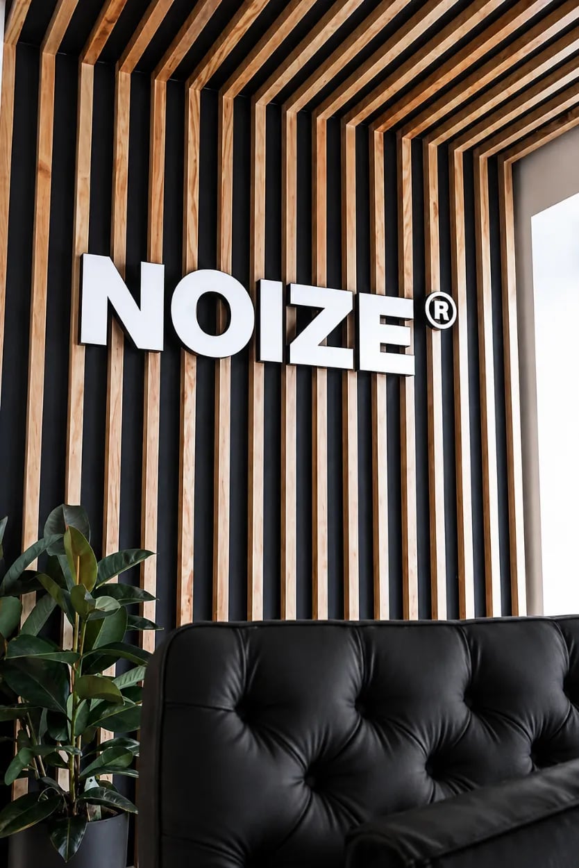 The NOIZE sign in the Broadbeach office