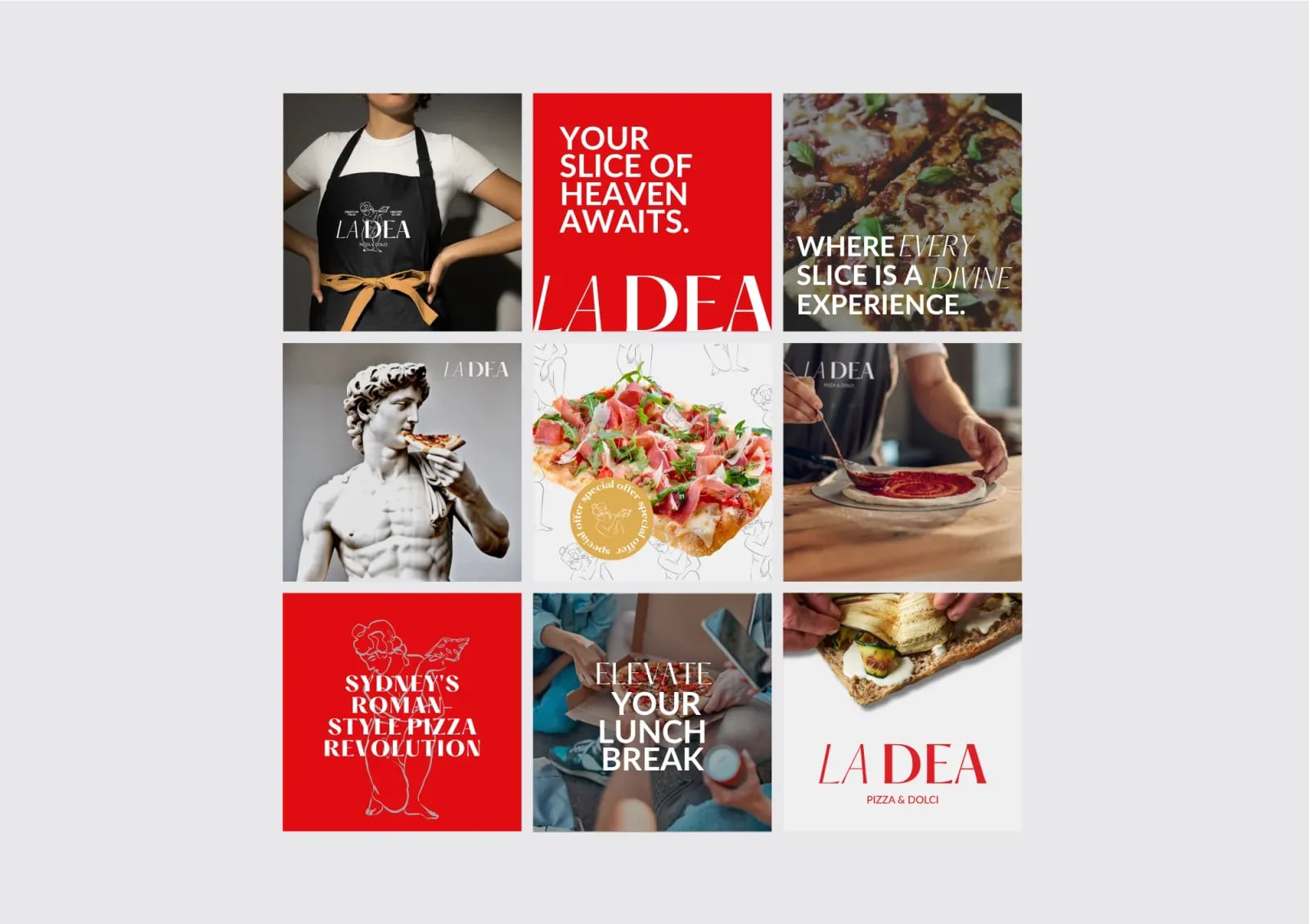 La Dea Pizza brand identity by NOIZE